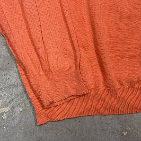 Lacoste V-Neck Knit Sweater Salmon Pink 100% Lightweight Cotton Large - Picture 3 of 8
